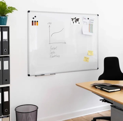 Tabla magnetike me shkrim Office, 100 x 150 cm, kornizë alumini, e bardhë