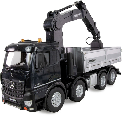 Lodër kamion RC Amewi Mercedes Benz Arocs, vinç me barkë, 1:18, 4WD, i zi