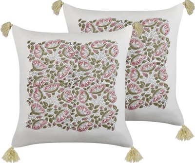 Set jastëkësh dekorativë Beliani CARISSA, pambuk 45 x 45 cm, shumëngjyrësh me lule