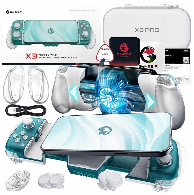 Kontrollor lojërash për telefon GameSir X3 Pro, Type C, ventilator ftohës, jeshil e bardhë