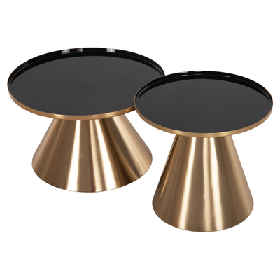 Set Lorme 2 tavolina kafe Φ50&Φ40cm (HM9923), zezë/ ari
