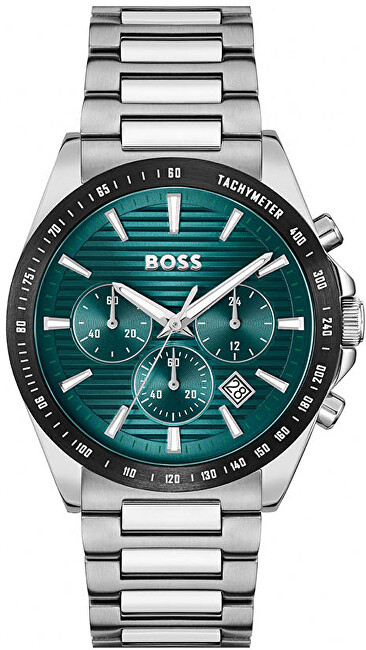 Ora dore Boss Teal Strike Chronograph, 41mm, çelik inoks, argjendtë