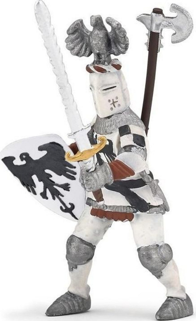 Figurë lodër kalorës PAPO Fantasy World White Crested Knight, PVC, shumëngjyrëshe
