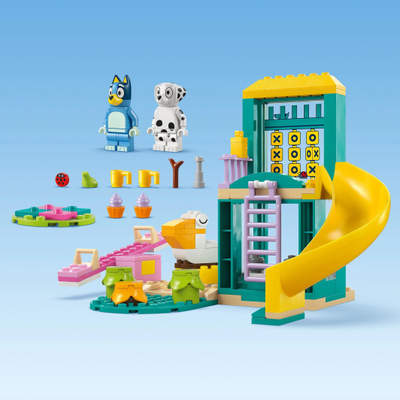 Set lodrash Bluey Playground Fun with Bluey and Chloe, figurina, kënd lojërash, shumëngjyrësh