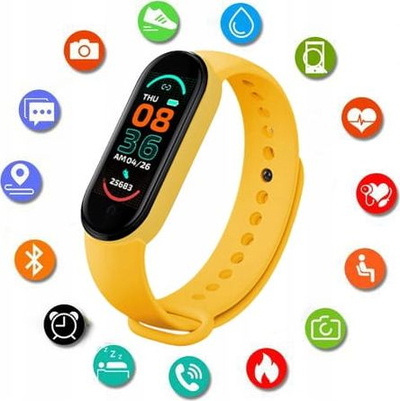 Паметна алка R2Invest Smart Band M6, монитор на отчукувања на срцето, IP67, жолта