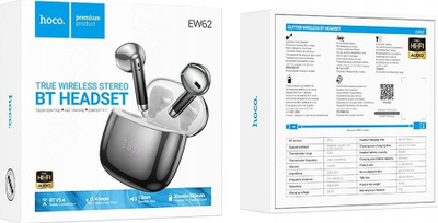Kufje pa tela Hoco EW62, Bluetooth 5.4, TWS in ear, ngjyrë argjendi