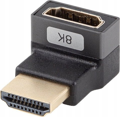Adapter HDMI Lanberg 2.1, 8K, 90° përpjetë, gri e zezë