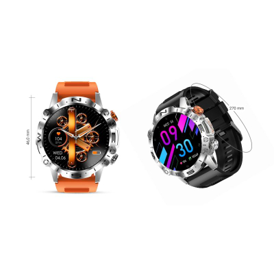 Ora e zgjuar Mski Gravity GT20 4, ekran 1.43\" AMOLED, Bluetooth Call, argjendt me rrip portokalli