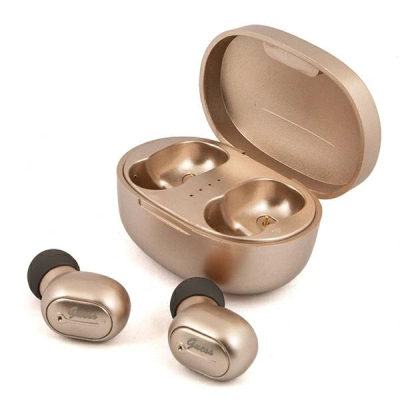 Kufje TWS Guess Gutwst30go Logo Script, Bluetooth, me kuti karikimi, ngjyrë gold