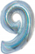 Balon folie Beauty &amp; Charm numri 9, 76 cm, holografik argjendi