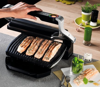 Grill kontakti Tefal Optigrill+, me sensor automatik gatimi, me pjatë jo ngjitëse, i zi me argjend