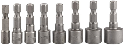 Set nastavcash kaçavidë, 5 13 mm, HEX 1/4", 8 copë, gri