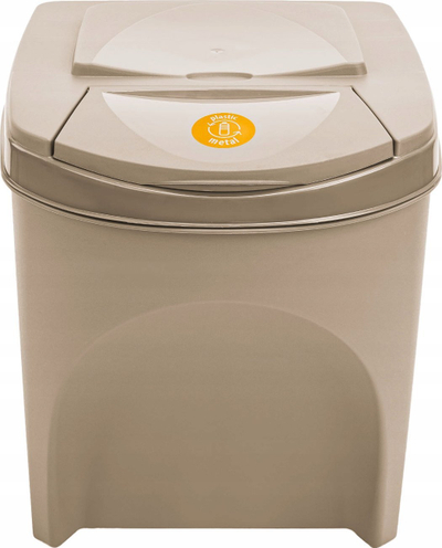 Set kosash riciklimi SORTIBOX ECO WOOD Naturo, 4x25L, plastike me dru, bezhë