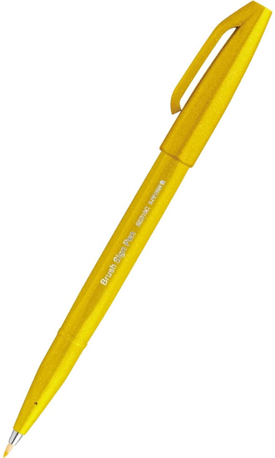 Stilolaps furçë Pentel Brush Sign SES15C-G, majë fleksibile, ngjyrë e verdhë
