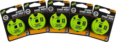 Drejtues me grep Fox Edges Armapoint Short Chod Rigs, 30lb, madhësia 4, 3 copë (CCR162)