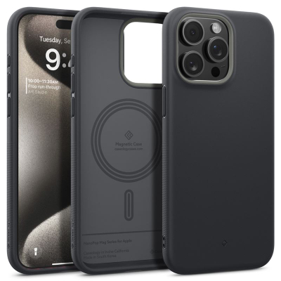 Mbështjellës telefoni Spigen Caseology Nano Pop MagSafe, për iPhone 15 Pro Max, i zi