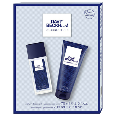 Set dhuratë David Beckham Classic Blue, deodorant me atomizues 75 ml + xhel dushi 200 ml