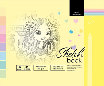 Bllok vizatimi TW FRESH, 197x145mm, 48 fletë, 100g, i bardhë