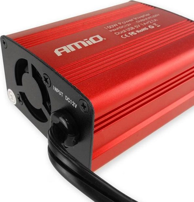 Inverter për makinë AMiO 02468, 12V në 230V, 300W, i kuq