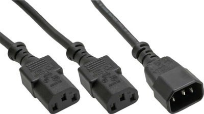 Kabllo rryme InLine Power, 1x IEC C14 në 2x IEC C13, 5m, e zezë