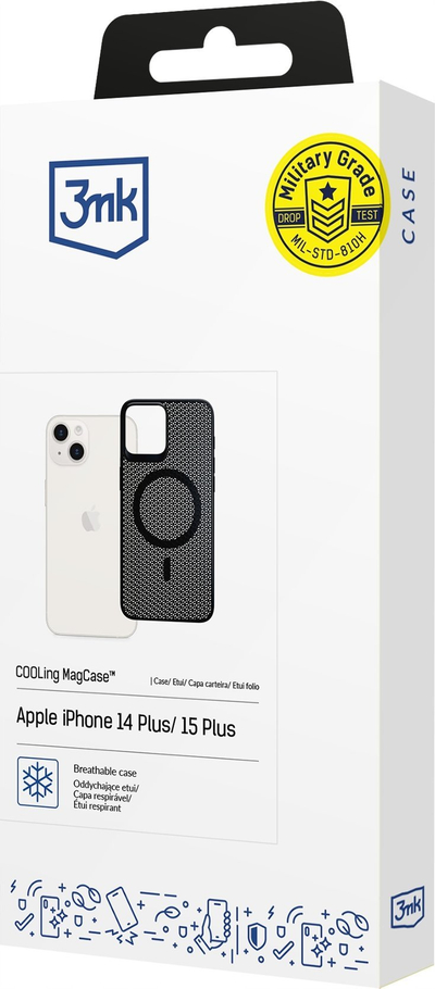 Këllëf 3MK COOLing MagCase për iPhone 14 Plus 15 Plus, MagSafe, me rrjetë, i tejdukshëm