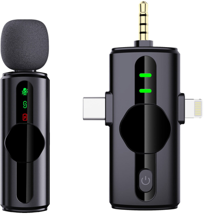 Mikrofon wireless lavalier Platinet 3 në 1, 2.4 GHz, Plug and Play, i zi