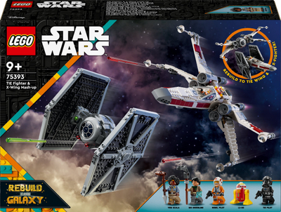 Lodër me lego ndërtimi LEGO Star Wars 75393 TIE Fighter edhe X-Wing, 1063 copa, 9+, me ngjyra nga të gjitha