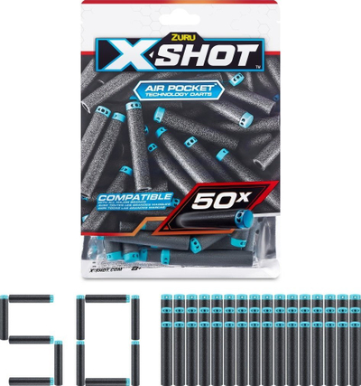 Пенкала од пена X-Shot Excel, 50 парчиња, компатибилни со повеќето играчки-пушки, повеќебојни