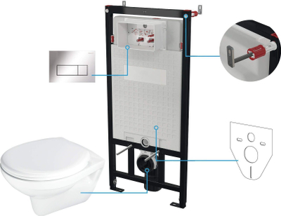 Set WC i fshehtë Deante CMOS6SPW 6 në 1, rezervuar i integruar, ulëse me mbyllje të butë, i bardhë