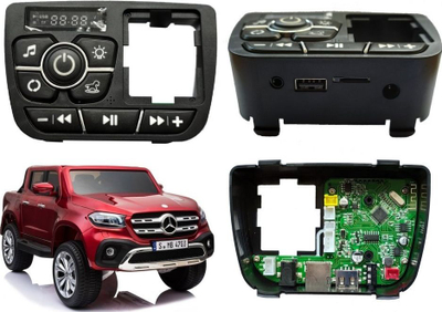 Panel muzike Mercedes XMX606, për makinë lodër me bateri, me USB, vend për kartë, i zi