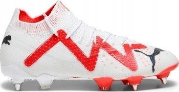 Këpucë futbolli Puma FUTURE ULTIMATE MxSG, për burra, me vida metalike, bardh e kuqe