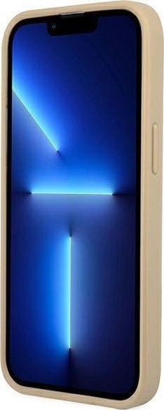 Kapak telefoni Guess Saffiano Triangle Logo për iPhone 14 Pro Max 6.7", hardcase, bej