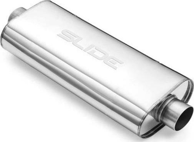 Muffler sport SLIDE Center Muffler 304SS, 76mm, 550mm, ngjyrë argjendtë