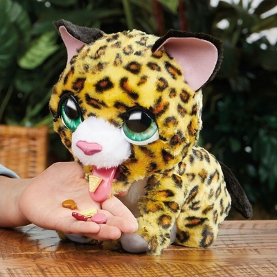 Lodër pelushi interaktive FurReal Lil Wilds Lolly the Leopard, 35 tinguj dhe reagime, për moshat 4+, me njolla leopardi