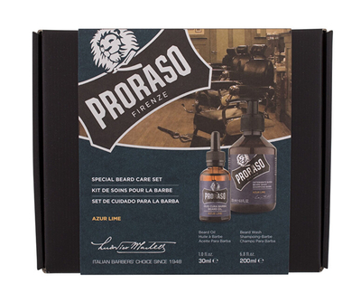 Set për kujdesin e mjekrës Proraso Azur Lime, shampo, 200 ml + vaj mjekre, 30 ml