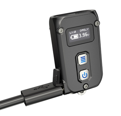 Elektrik dore NiteCore TINI 2, 500 lumen, USB C, ekran OLED, gri