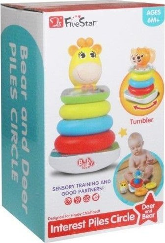 Lodër piramidë Bear Swede, me unaza për renditje, zile muzikore, shumengjyrëshe