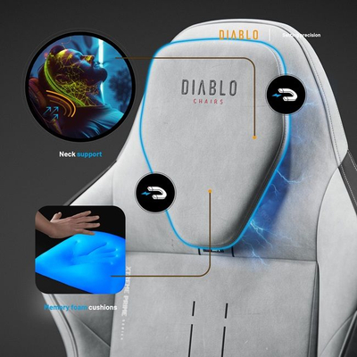 Karrige gaming Diablo Chairs X.One Prime Nightwolf Moon, madhësi normale, gri e zezë