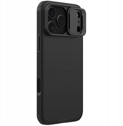 Mbulesë telefoni Nillkin CamShield Pro për iPhone 17 Pro Max, TPU dhe PC, me kapak kamere, e zezë
