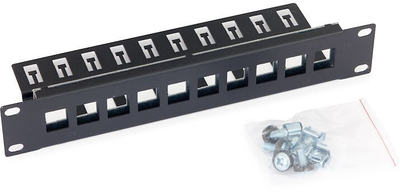 Patch panel Triton RAB-PP-X03-C1, 10 porta, për rack, ngjyrë e zezë