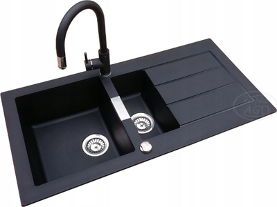 Set lavaman kuzhine Franke Sirius 2.0 me bateri Steiner Julia, 1.5 legen, 60 cm, Onyx dhe e zezë mat