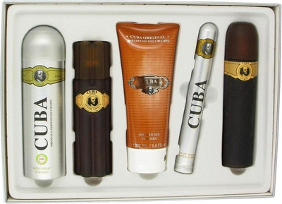 Set parfumesh Cuba Must Have Gold, për meshkuj, Eau de Toilette Aftershave Shower Gel Deospray