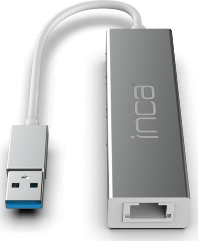 Adapter USB Inca IUSB-03T, 3xUSB-A, RJ45 1000Mbps, argjend