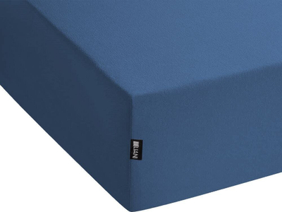 Çarçaf fitted Beliani JANBU, pambuk, 180 x 200 cm, blu navy