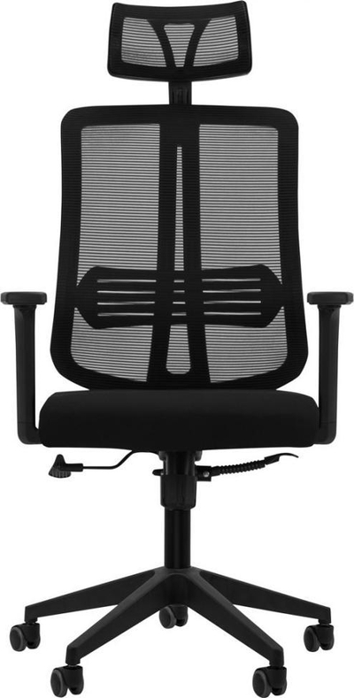 Karrige zyre QS-16A, ergonomike, me mbështetëse koke, e zezë