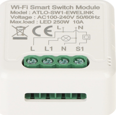 Kontrollues ndriçimi Atlo SMART ATLO-SW1, Wi-Fi 2.4GHz, aplikacion eWeLink, i bardhë