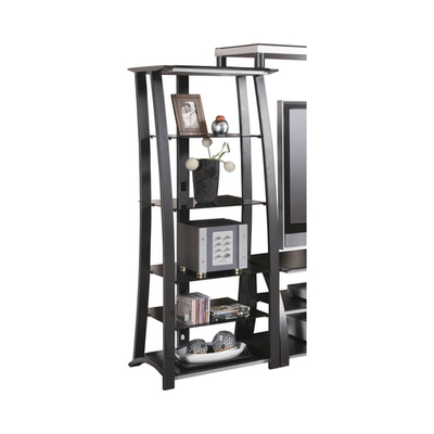 Rafti për media Coaster Fine Furniture, 5 nivele, çelik dhe xham, i zi mat me argjend