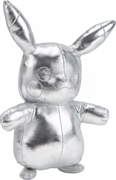 Lodër plushe Pokémon Pikachu 25th Anniversary, 20 cm, edicion koleksionist, argjendtë