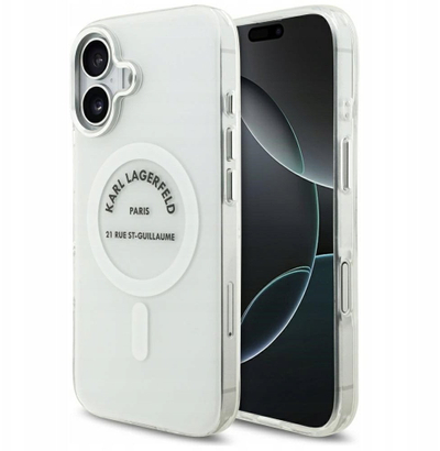 Kapak telefoni Karl Lagerfeld IML Karl RSG Logo MagSafe, për iPhone 17, transparent