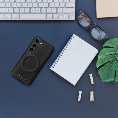Kapotë Roar Mag Morning për Samsung Galaxy A34, lëkurë eko, kompatibel MagSafe, e zezë